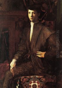 Portrait of a Young Man Seated on a Carpet by Rosso Fiorentino