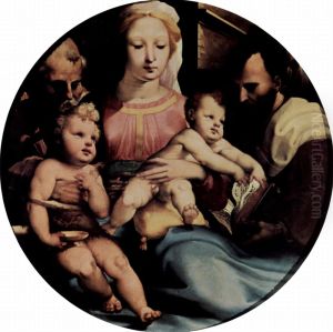 Die Heilige Familie mit Johannes dem Taufer und einem Stifter, Tondo by Domenico Beccafumi