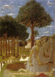 Landschaft mit dem bussenden Heiligen Hieronymus by Piero della Francesca