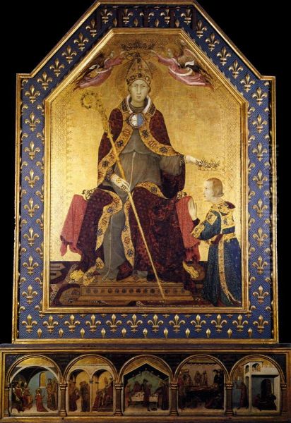 Der Hl. Ludwig von Toulouse kront seinen Bruder Robert von Anjou zum Konig von Neapel, Predella: Szenen aus dem Leben des Heiligen - view 1