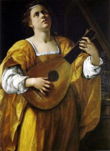 Santa Cecilia come un suonatrice di liuto