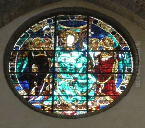 Stained glass window in San Lorenzo by Lorenzo Ghiberti