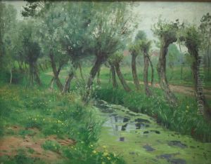 Pollard willows at the brook near Altenwerder by Friedrich Schwinge