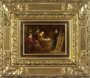 Funf Personen Im Gesprach Uber Ein Gemalde by George-Paul Chalmers