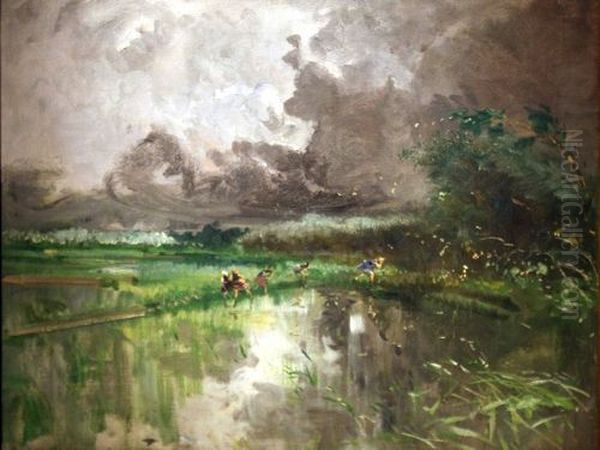 Thunderstorm in a Rice Field - view 1