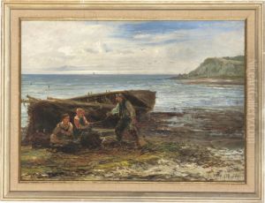 Fisherfolk On The Beach by John Chalmers