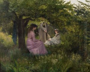Three Ladies in a Garden Three Ladies in a Garden