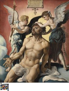Christ as Man of Sorrows with angels by Maarten Van Heemskerck