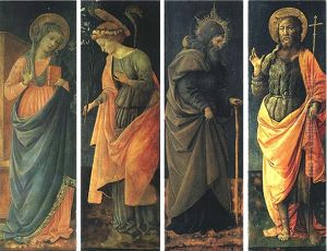 Annunciation, Saints Anthony Abate, John the Baptist by Filippo Lippi