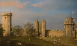 Warwick Castle, the East Front from the Courtyard by Canaletto