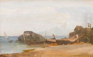 Coast of Capri with drawn boats by Fritz Petzholdt