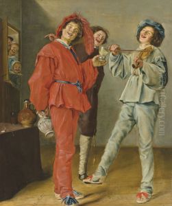 Company playing music and drinking in an interior by Judith Leyster