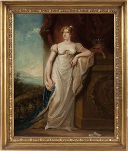 Full Length Portrait Of Princess Charlotte by Alfred-Edward Chalon