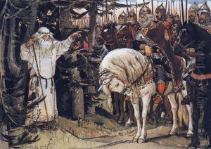 <<Vstreca Olega s kudesnikom>> by Viktor Vasnetsov