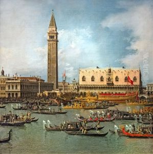 Ruckkehr des Bucintoro zum Pier am HimmelfahrtstagEnglish:Return of the Bucintoro to the pier on Ascension DayFrancais:Retour du Bucintoro a l'embarcadere le jour de l'AscensionItaliano:Il Ritorno del Bucintoro al molo nel giorno dell'Ascensione by Canaletto