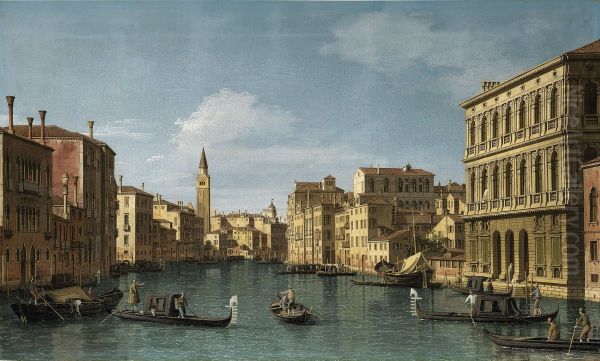 The Grand Canal, Venice, looking north-west from the Ca' Corner to the Ca' Contarini degli Scrigni, with the campanile of Santa Maria della Carita - view 1