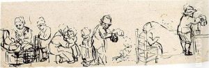 Sheet Of Studies Of Children