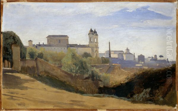 Rome, Monte Pincio and Trinite des Monts, seen from the gardens of the Academie de France - view 1