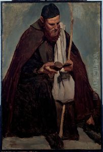 Moine italien assis, lisant (Seated Italian Monk Reading) by Jean-Baptiste Camille Corot
