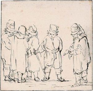 A Group Of Five Men In Hats by Christina Chalon