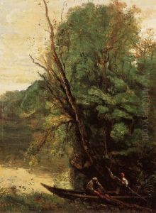 Fishing with Nets, Evening by Jean-Baptiste Camille Corot