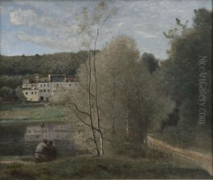 Pond and Cabassud House by Jean-Baptiste Camille Corot