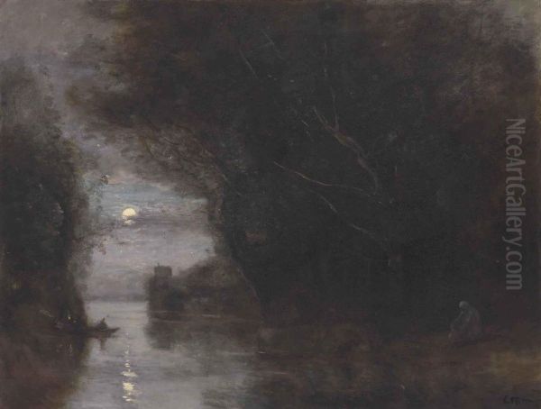 Paysage au clair de lune. - view 1
