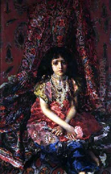 The Girl Against the Background of Persian Carpet - view 1