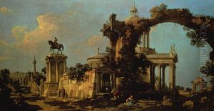 Capriccio of Roman Ruins with a Domed Church and the Colleoni Monument