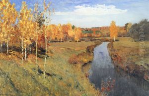 Golden autumn. Slobodka by Isaac Levitan