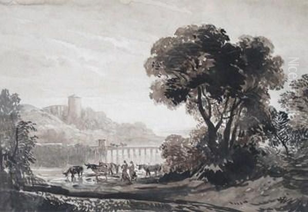 Pastoral Scene With Rustics And Cattle - view 1