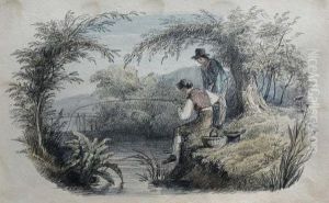Fishermen On A Bank by John James Chalo