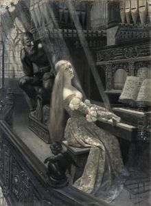 La Reine Quinte Essence Guerissant Les Maladies Par Chansons, Illustration Du Chapitre Xx Du Cinquieme Livre by Louis Chalon