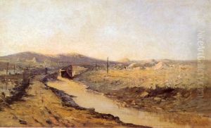 Landscape with a River and a Boat in Sao Paulo (Ponte Grande) by Giovanni Battista Castagneto