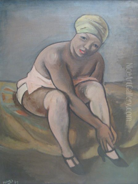 Woman dressing - view 1