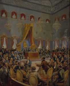 Sessao das Cortes de Lisboa by Oscar Pereira Da Silva