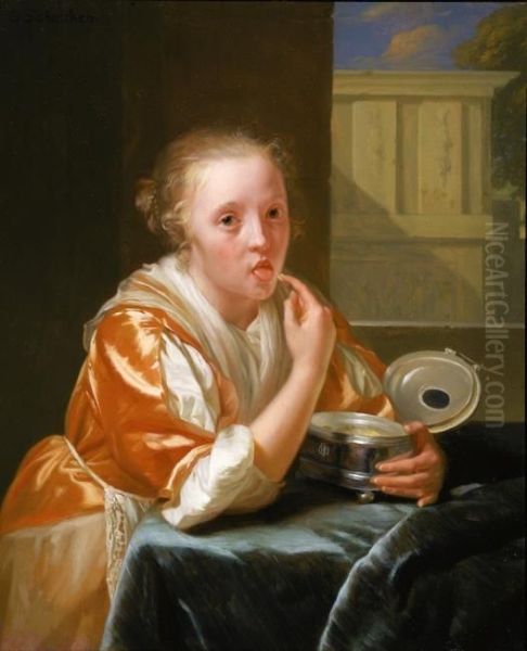 Young Girl Eating Sweets - view 1