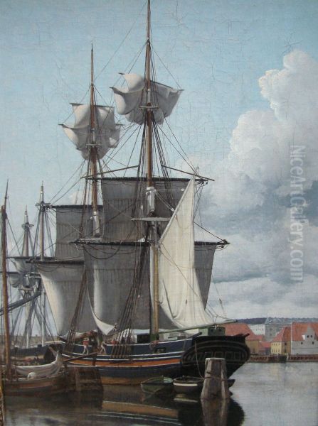 A View from Wilder's Wharf. A Ship unloading and drying Sails. - view 1