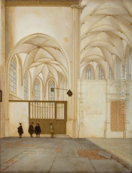 Interior of the Janskerk in Utrecht, the transept with the choir and the northern side choir, with the entrance to the library - view 1