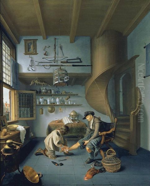 Barber-Surgeon tending a Peasant's Foot - view 1