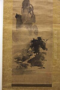 Temple in a rocky landscape by Sesshu Toya