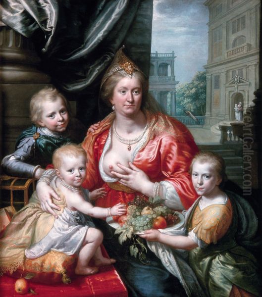 Sophie Hedwig, gravin van Nassau-Dietz, hertogin van Brunswijk-Wolfenbuttel enhaar zonen, voorgesteld als Caritas - view 1