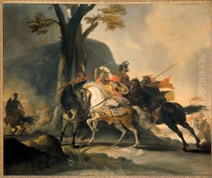 Alexander de Grote in de slag tegen de Perzen bij de Granikos by Cornelis Troost