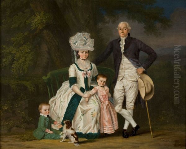 Guilaume Francois Imbert de Wattines met echtgenote en kinderen in een landschap - view 1
