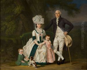 Guilaume Francois Imbert de Wattines met echtgenote en kinderen in een landschap Guilaume Francois Imbert de Wattines met echtgenote en kinderen in een landschap