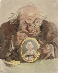 A Connoisseur Admiring A Miniature by Amedee Charles Henri de Noe (Cham)