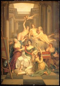 Frederika Sophia Wilhelmina van Pruisen (1751-1820). Echtgenote van Prins Willem V, in de tempel der kunsten
