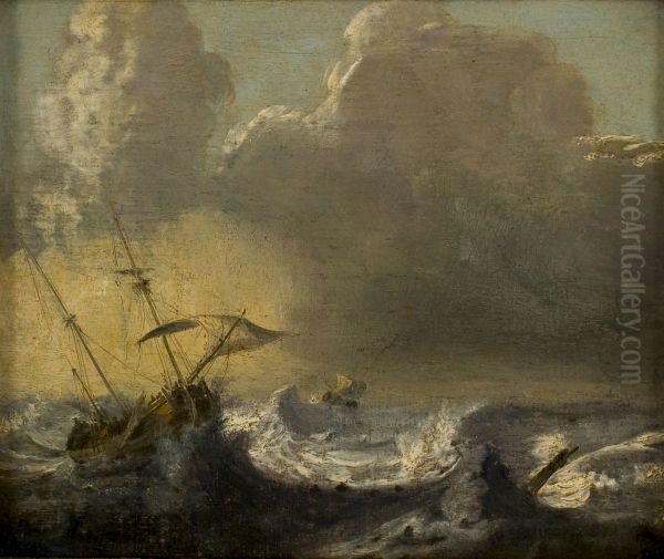 Schepen op zee bij storm - view 1