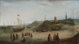 Gezicht op het strand bij Zandvoort