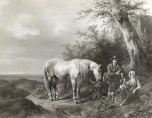 Landschap met schimmel en andere figuren Landschap met schimmel en andere figuren